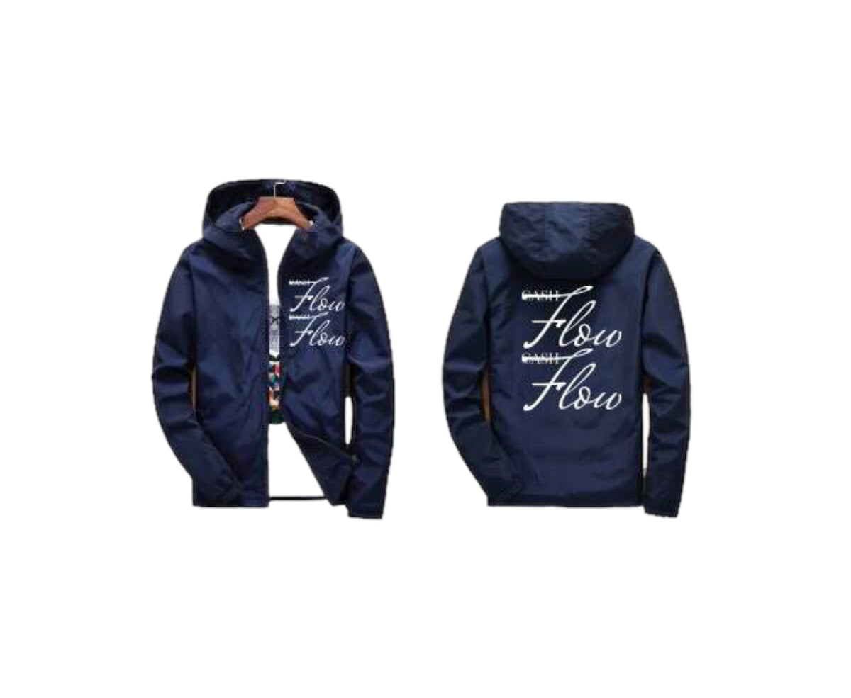 Navy blue windbreaker with hood hot sale